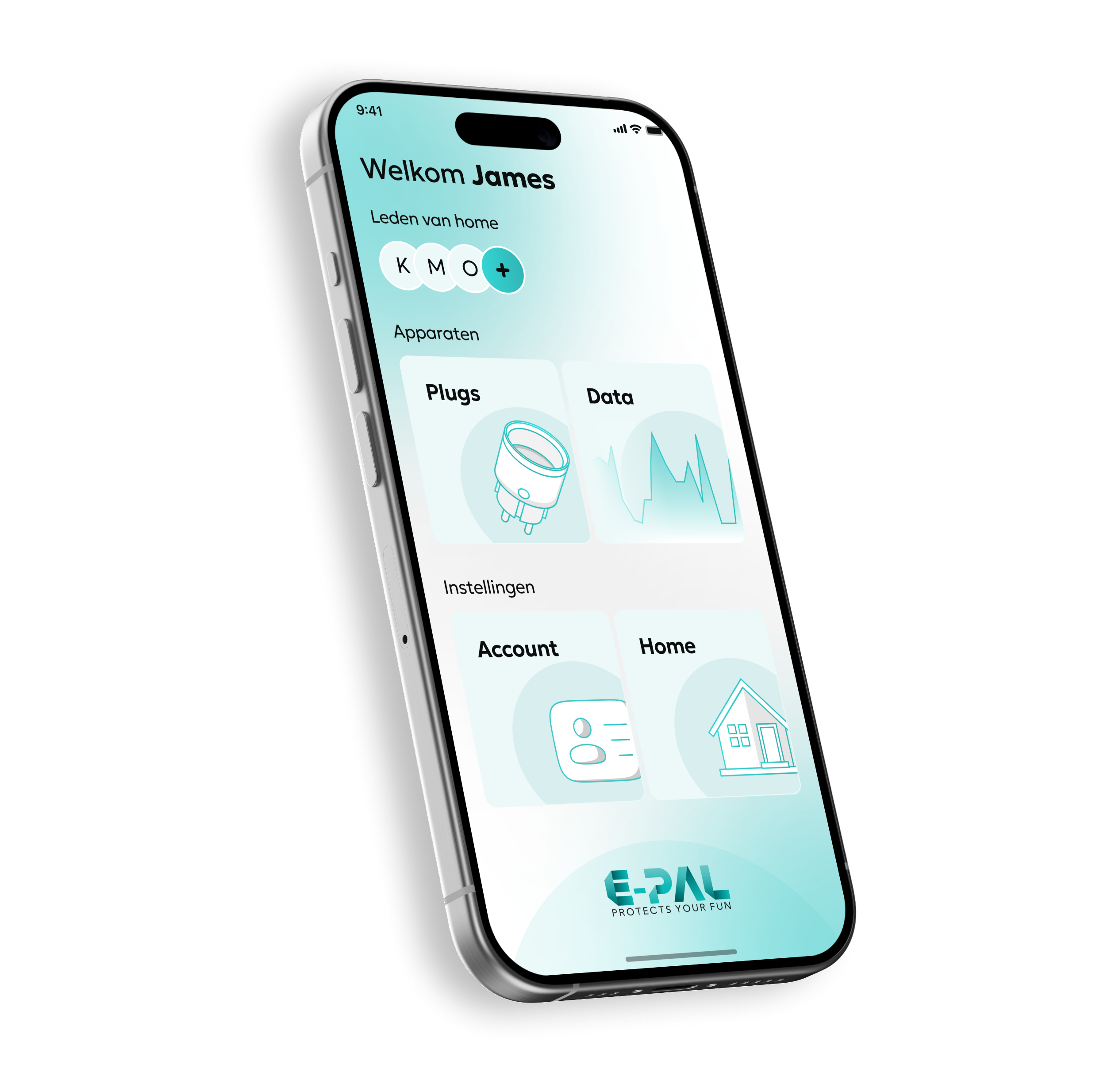E-Pal app dashboard met overzicht van menu's
