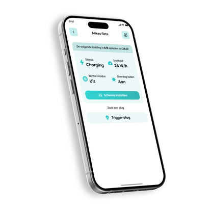 Instellingen van één E-Pal smartplug: laad status, laad snelheid, laad cycli